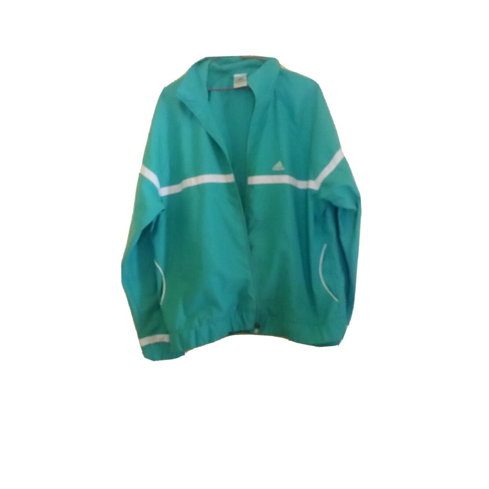 Adidas Aqua Blue Windbreaker XL Women's Zip Up Jacket ( 21" w pit to pit x  27 L